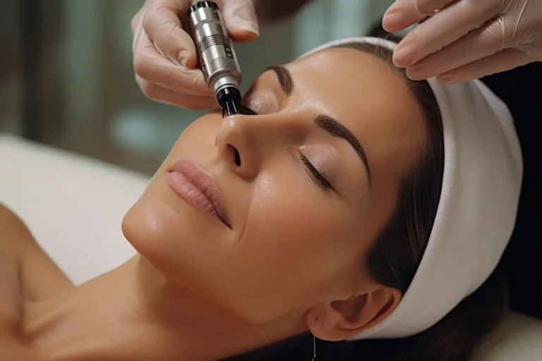 Lady getting microdermabrasion treatment at embrace wellness clinic in bismarck, nd