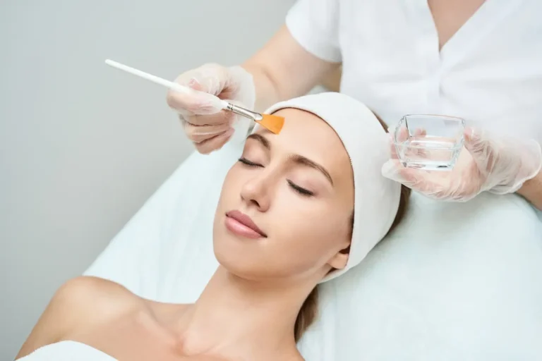 Woman getting chemical peels treatment in bismarck, nd at Embrace Wellness