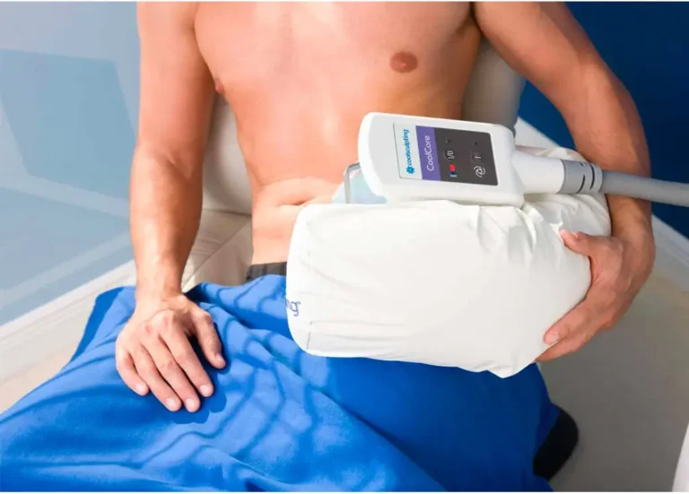 Man with coolsculpting device seeking for treatment | Embrace Wellness in Bismarck, ND